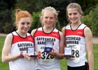 Gateshead Harriers runners up in the undere-15s, from left to right: P Chambers, Ellie Mahon and Kate Waugh, Northern Cross Country Relay, Graves Park, Sheffield.